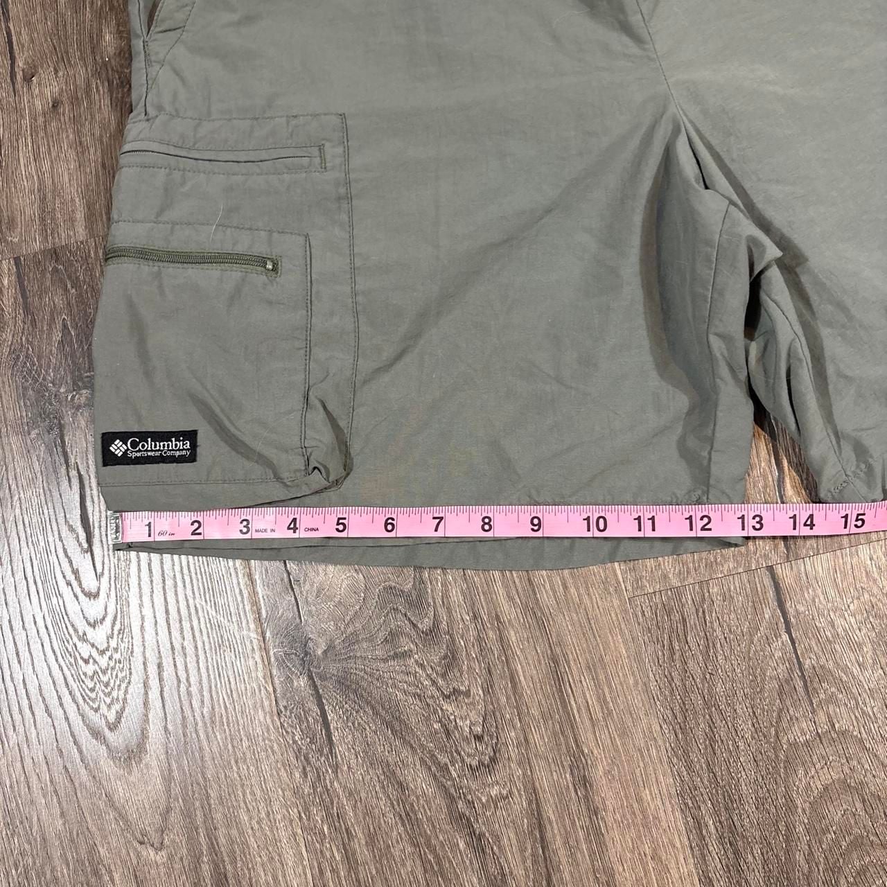 Columbia Cargo Shorts Size M Vintage Olive Green Nylon Hiking Y2K 7