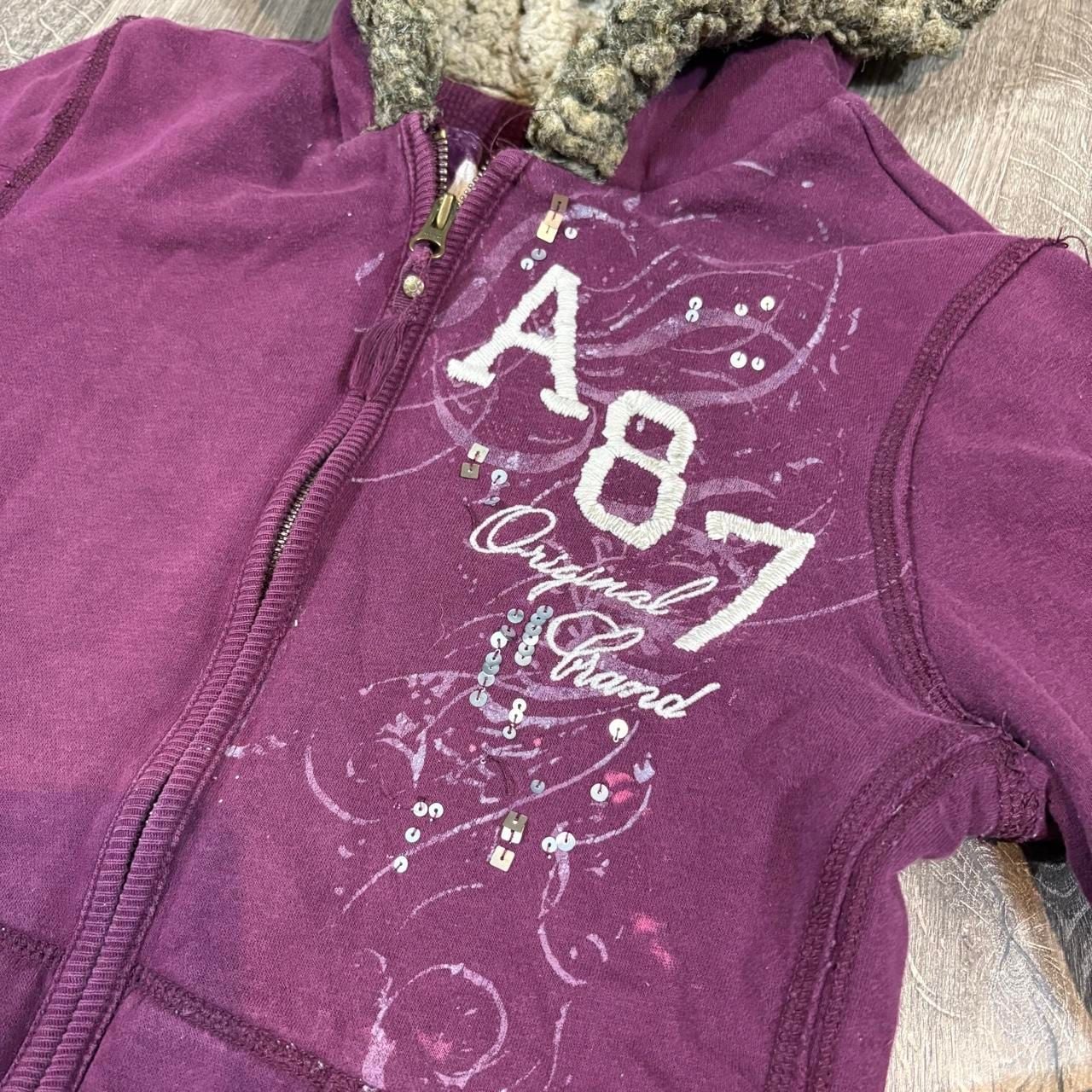 Aeropostale A87 Fur Lined Zip Up Hoodie Size M Maroon Y2K 2