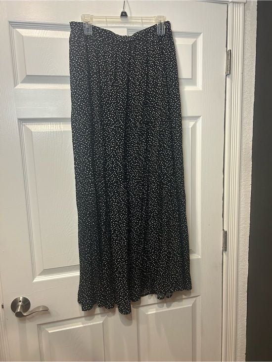 Bobeau Black White Speckled Maxi Skirt Women’s M Flowy Boho Fall 3