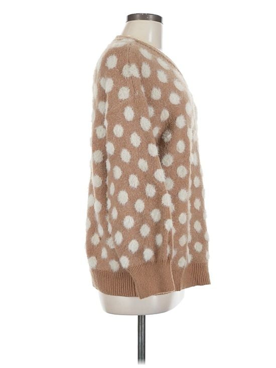 Cotton Bleu Fuzzy Polka Dot Sweater Women’s M Camel Cream Cozy Knit 5