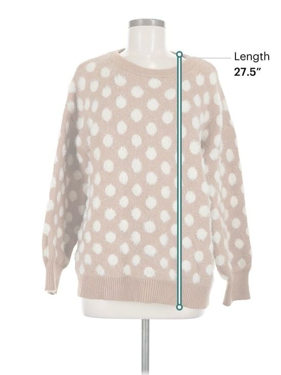Cotton Bleu Fuzzy Polka Dot Sweater Women’s M Camel Cream Cozy Knit 7