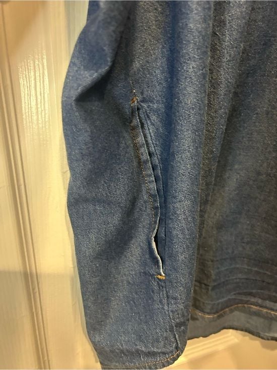 Woman Within 1X 22/24 Oversized Denim Shirt Shacket Plus Size Western 8