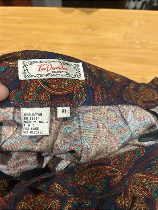 Vintage Lee Davidson Paisley Midi Maxi Skirt Women’s 10 Pleated Button Back 7