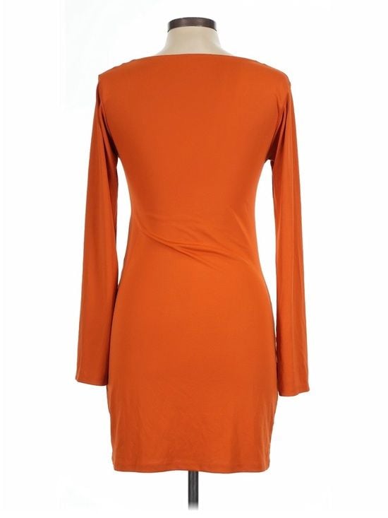 Zara Orange Cutout Mini Dress Women’s Large Long Sleeve Bodycon 4