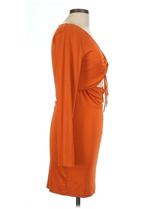 Zara Orange Cutout Mini Dress Women’s Large Long Sleeve Bodycon 5