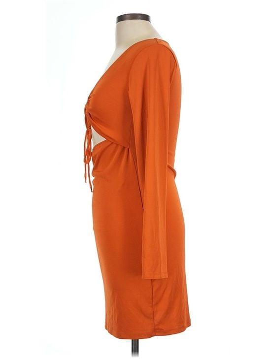 Zara Orange Cutout Mini Dress Women’s Large Long Sleeve Bodycon 6