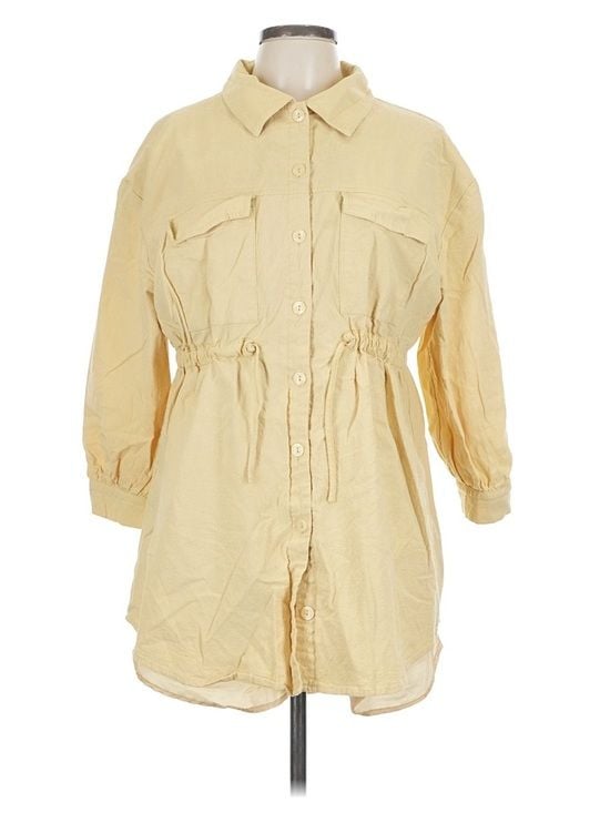 Nasty Gal Yellow Utility Shirt Dress Women’s US 10 Drawstring Waist 3