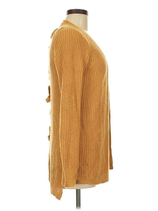 Pinque Design Studio Mustard Cardigan Women’s M Lace Up Back Open Front Knit 5