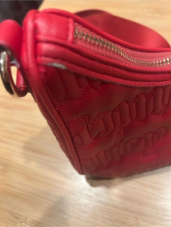 Juicy Couture Red Qulited Shoulder Bag with Mini Pouch Purse Gold Hardware 6
