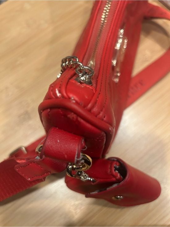 Juicy Couture Red Qulited Shoulder Bag with Mini Pouch Purse Gold Hardware 7