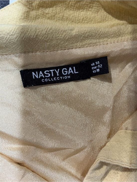 Nasty Gal Yellow Utility Shirt Dress Women’s US 10 Drawstring Waist 8