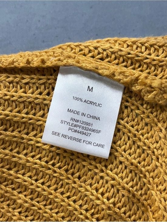 Pinque Design Studio Mustard Cardigan Women’s M Lace Up Back Open Front Knit 9