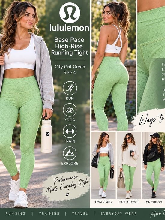 lululemon athletica Base Pace High-Rise Tight in City Grit Green 2