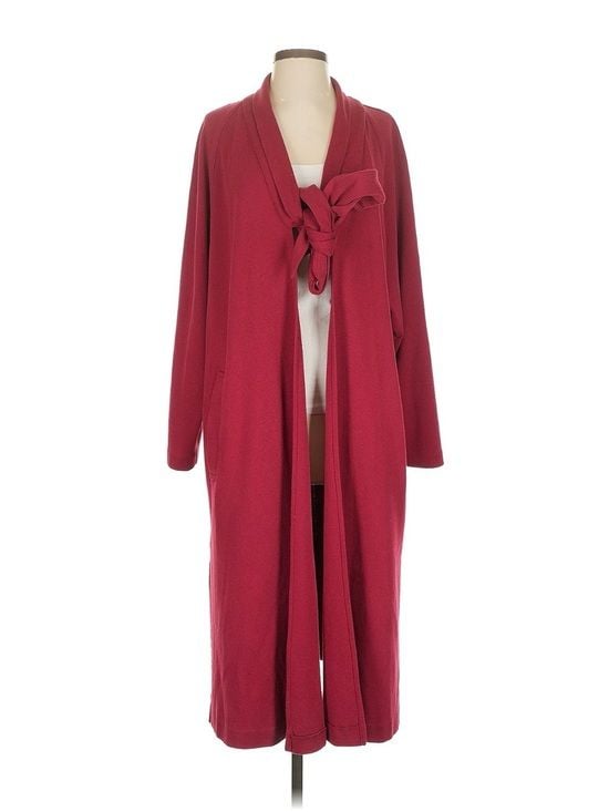 Harper Greer Burgundy Long Cardigan Tie Front Duster Fall Quiet Luxury 4