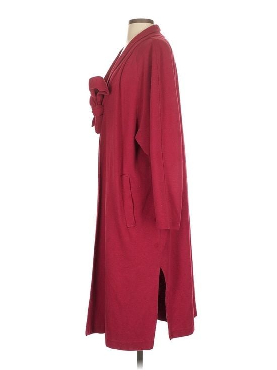Harper Greer Burgundy Long Cardigan Tie Front Duster Fall Quiet Luxury 7