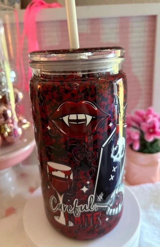 Spooky 16 oz snow globe tumbler 1