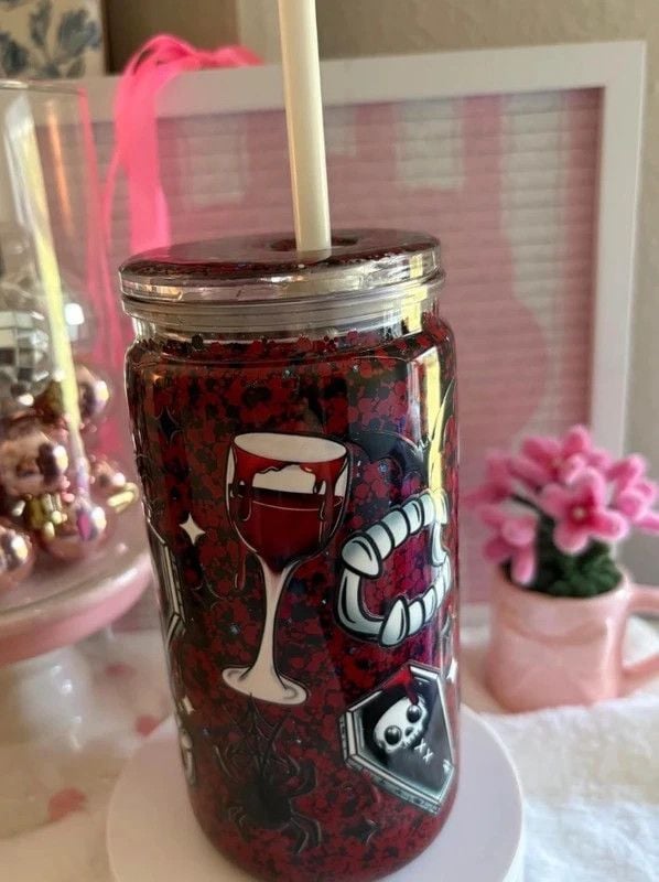 Spooky 16 oz snow globe tumbler 2