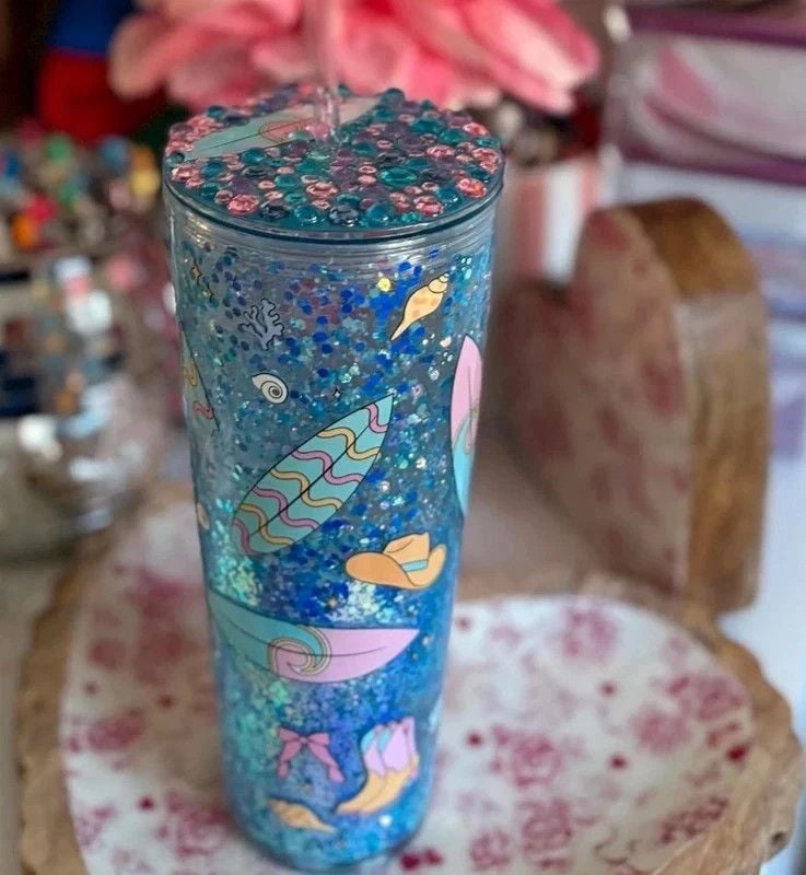 Blue Glitter Snow Globe Tumbler 2
