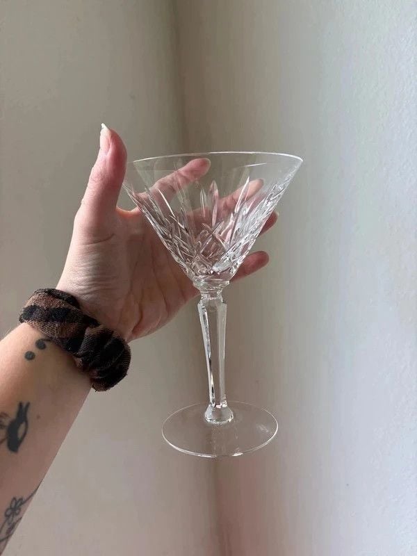 Vintage Gorham Crystal 7” Cut Glass Water Wine Goblet West Germany 7