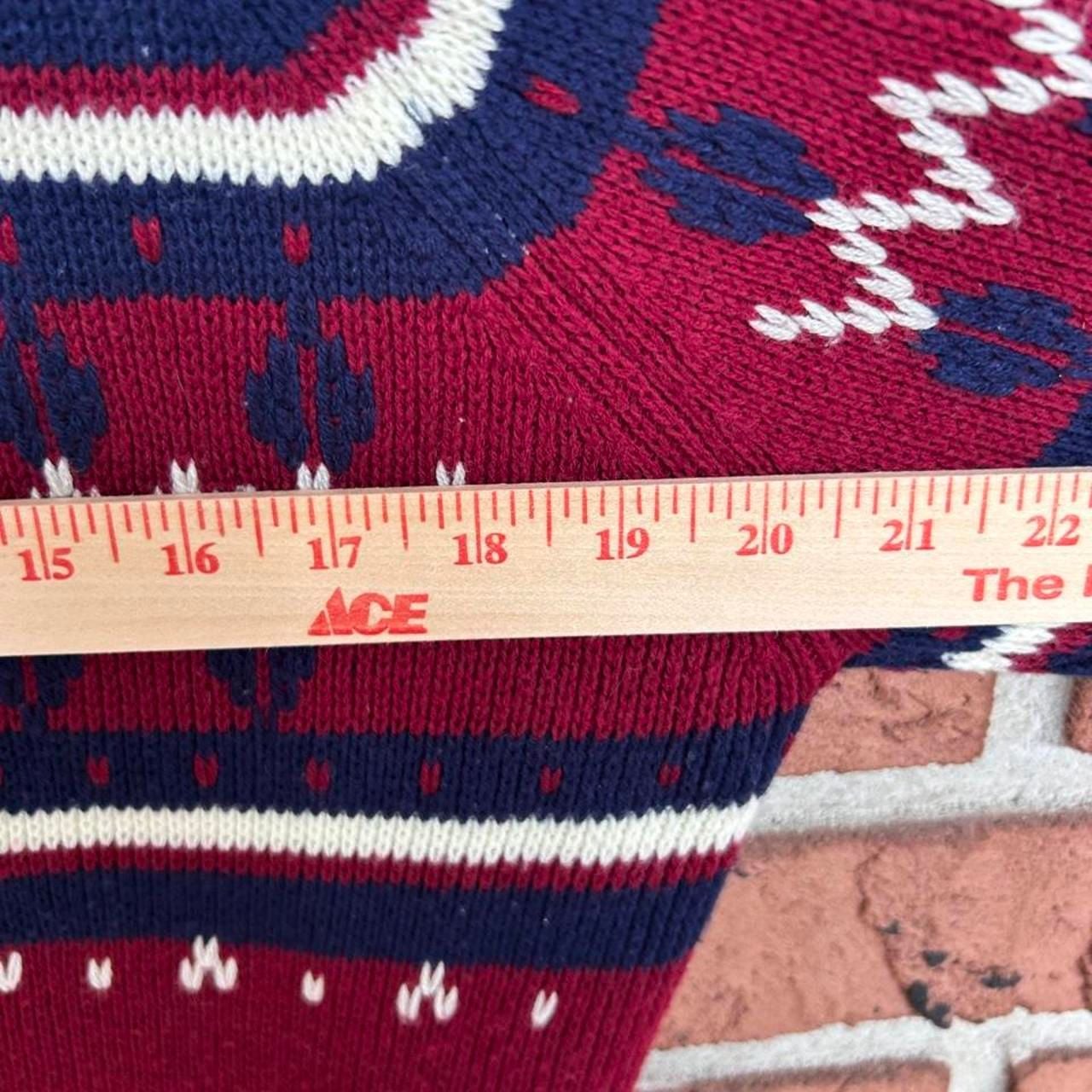 JCPenney Fair Isle Mock Neck Sweater Size L Red Blue Vintage Ski 6