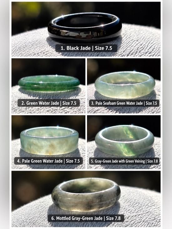 PICK 1 Natural Jade Rings | Water Jade | Sizes 7.5–7.8 Premium Quality 2