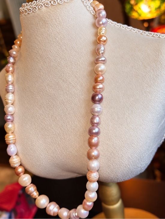 Baroque Freshwater Pearl Necklace 4-11mm | Candy Colors | 23” extension 4