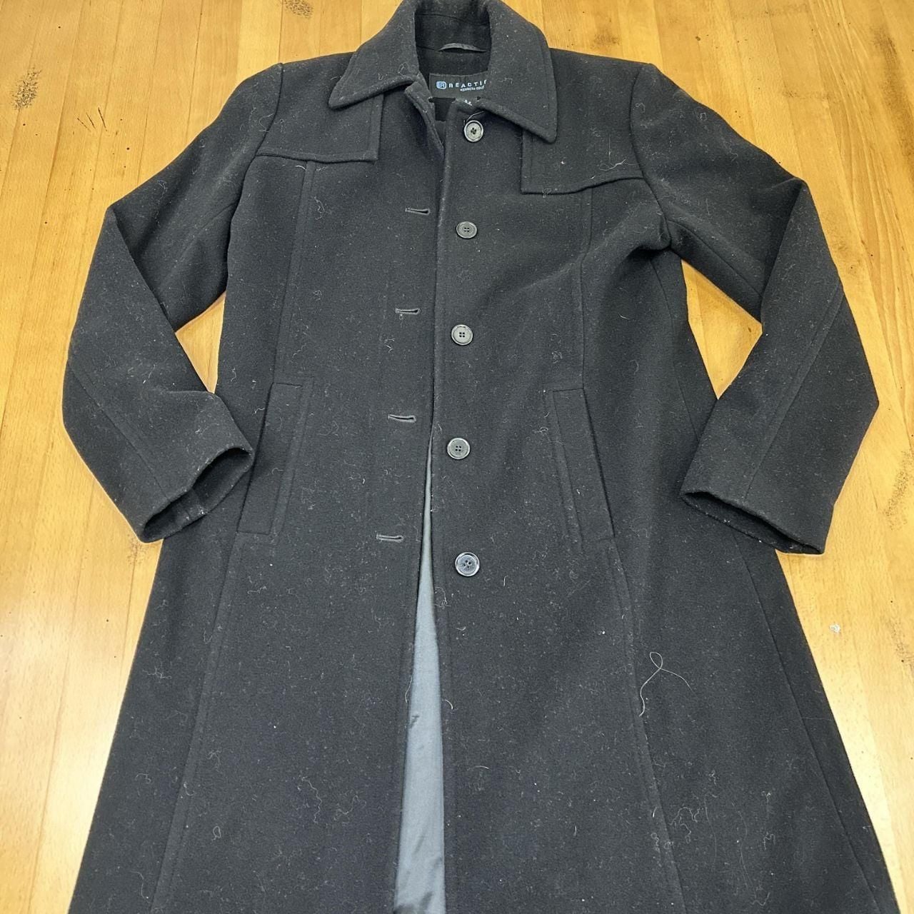 Reaction Kenneth Cole Wool Overcoat Size S Black Winter Coat 3