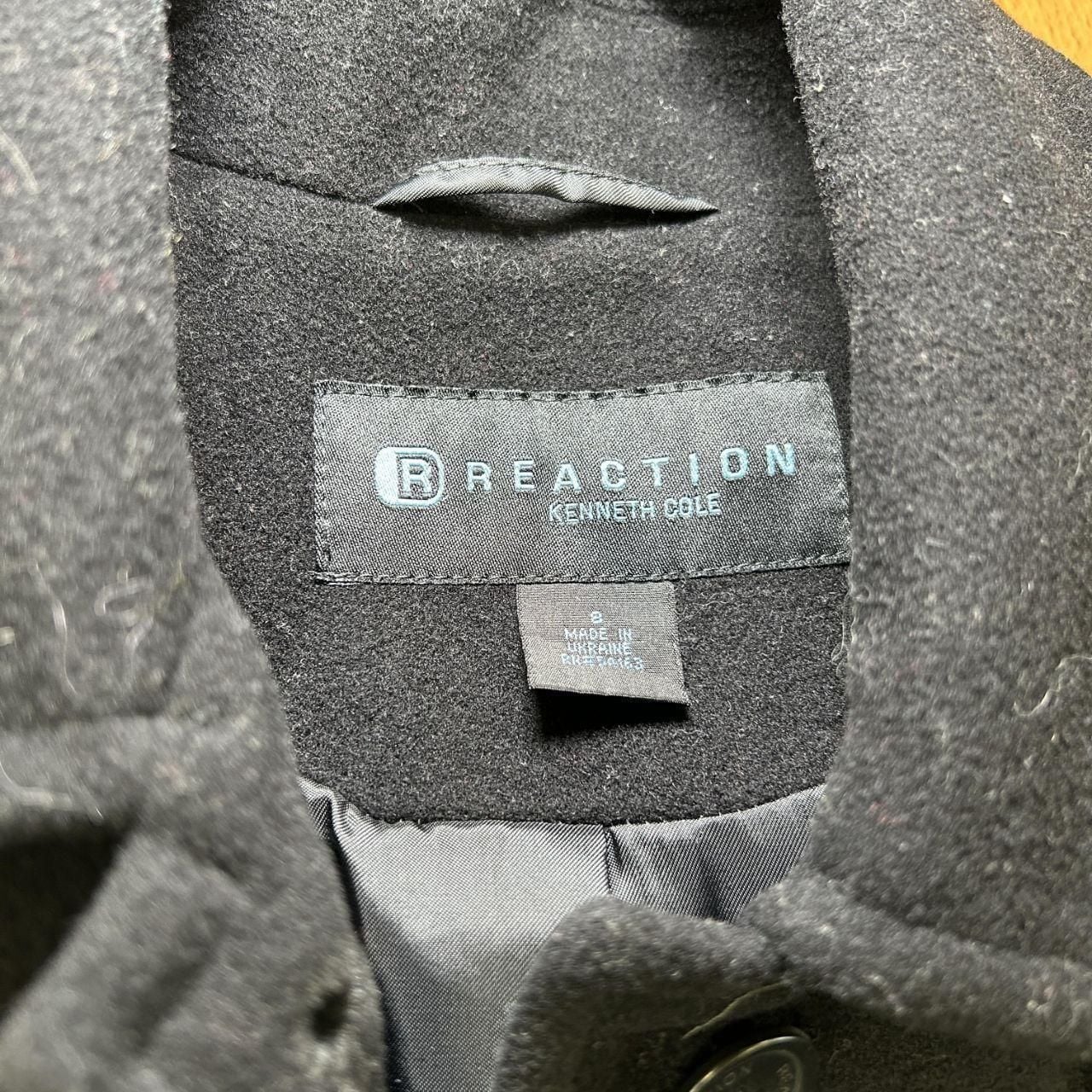 Reaction Kenneth Cole Wool Overcoat Size S Black Winter Coat 4