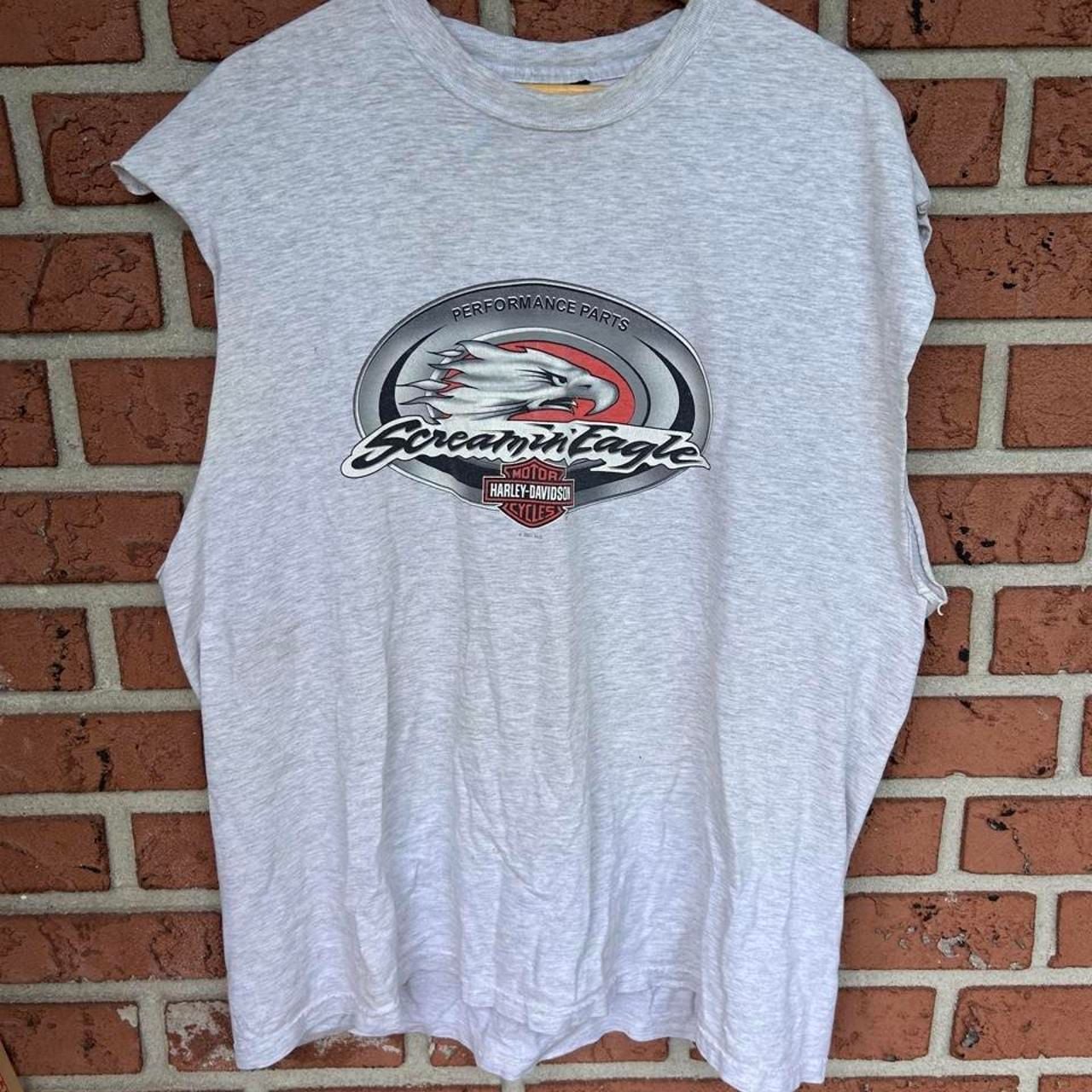 Harley-Davidson Screamin Eagle Sleeveless T-Shirt Gray Vintage 2001 2