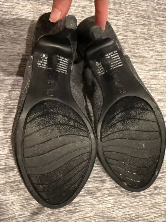 FIONI Clothing Charcoal Gray Floral Slingback Heels 6