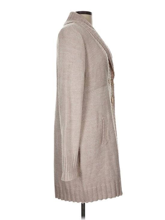 H&M Long Cardigan Women’s L Beige Earthy Double Breasted Shawl Collar Sweater 5