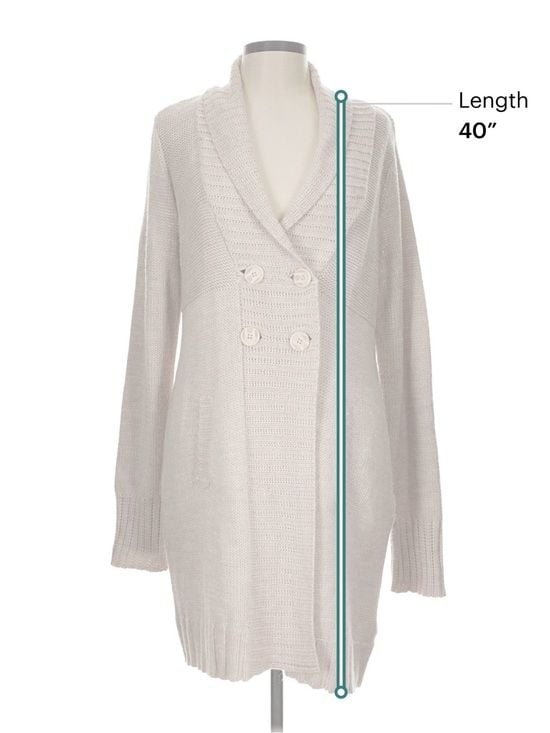 H&M Long Cardigan Women’s L Beige Earthy Double Breasted Shawl Collar Sweater 7
