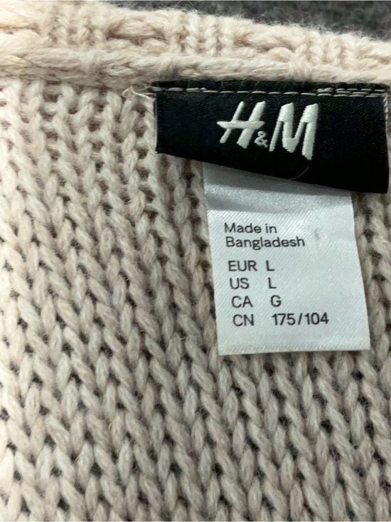 H&M Long Cardigan Women’s L Beige Earthy Double Breasted Shawl Collar Sweater 8