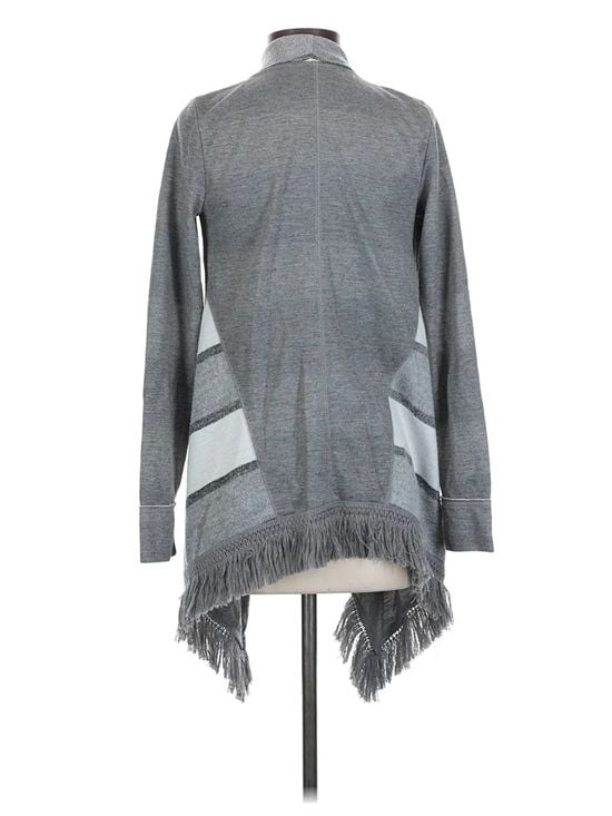 Anthropologie Saturday Sunday Fringe Cardigan Gray White Size XS Boho 4