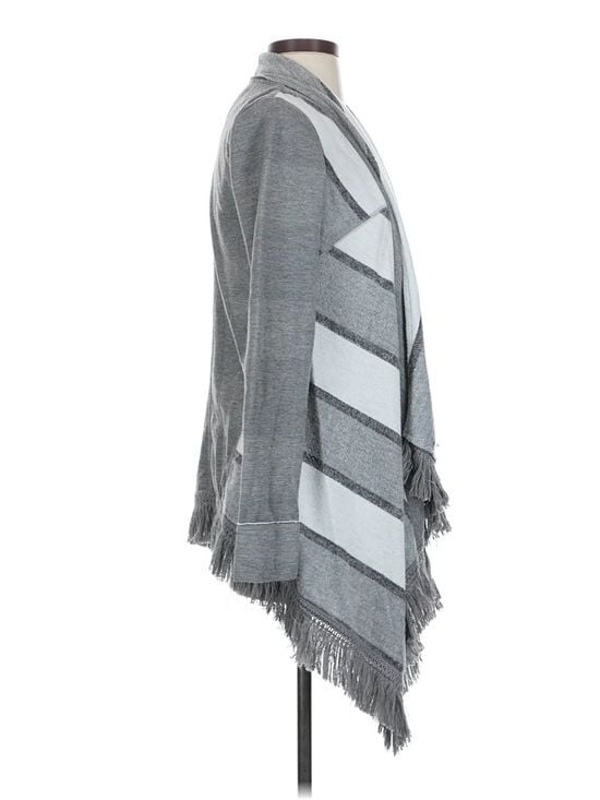 Anthropologie Saturday Sunday Fringe Cardigan Gray White Size XS Boho 5