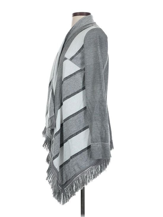 Anthropologie Saturday Sunday Fringe Cardigan Gray White Size XS Boho 6