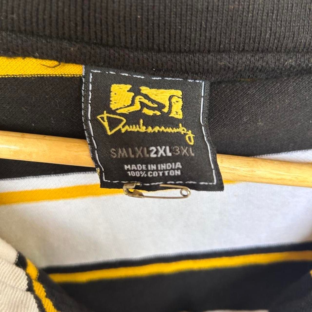 Drew Barrymore Striped Polo Shirt Size XL Black White Yellow Cotton 4