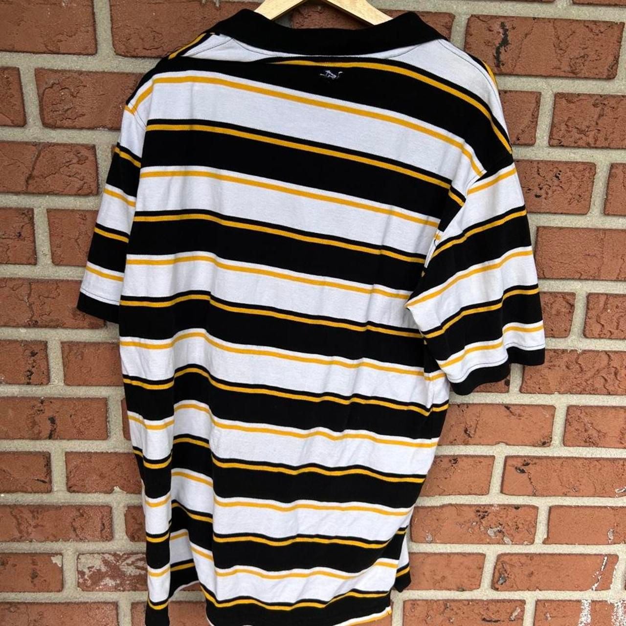 Drew Barrymore Striped Polo Shirt Size XL Black White Yellow Cotton 5
