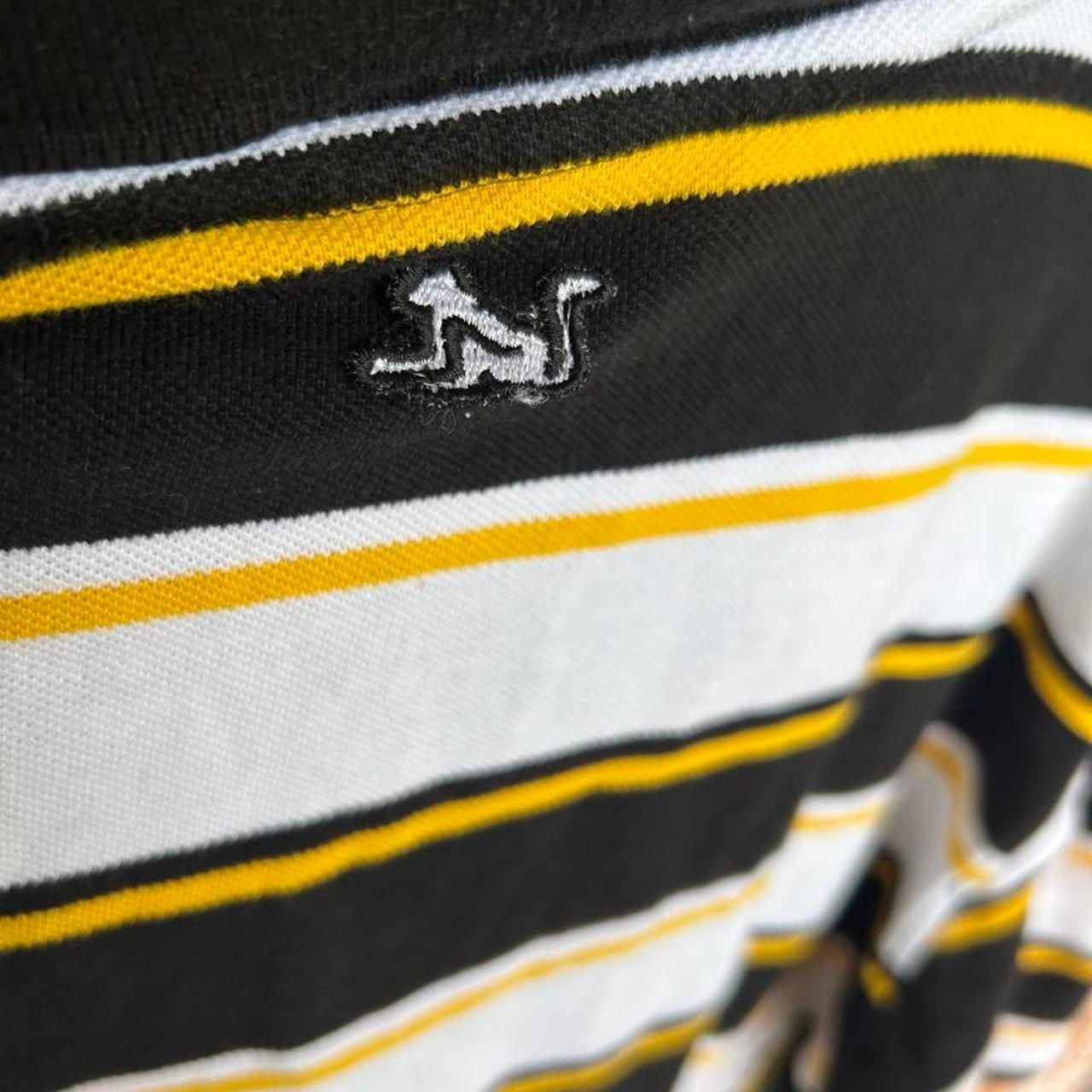 Drew Barrymore Striped Polo Shirt Size XL Black White Yellow Cotton 6