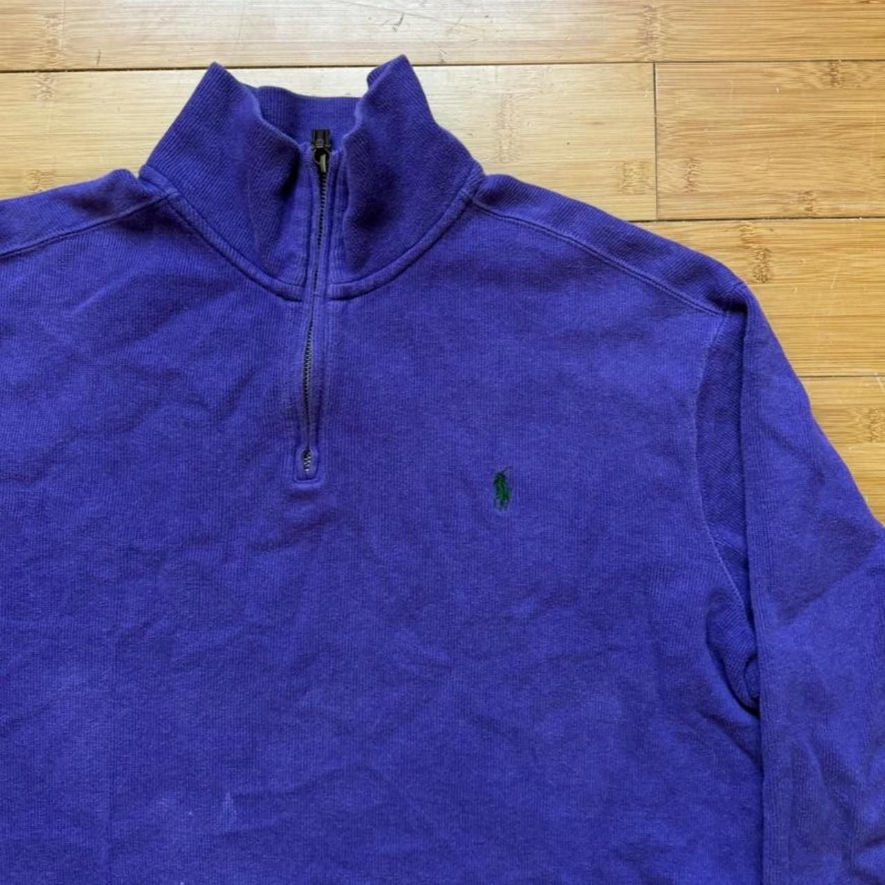 Polo Ralph Lauren Quarter Zip Sweater Size L Purple Cotton 3