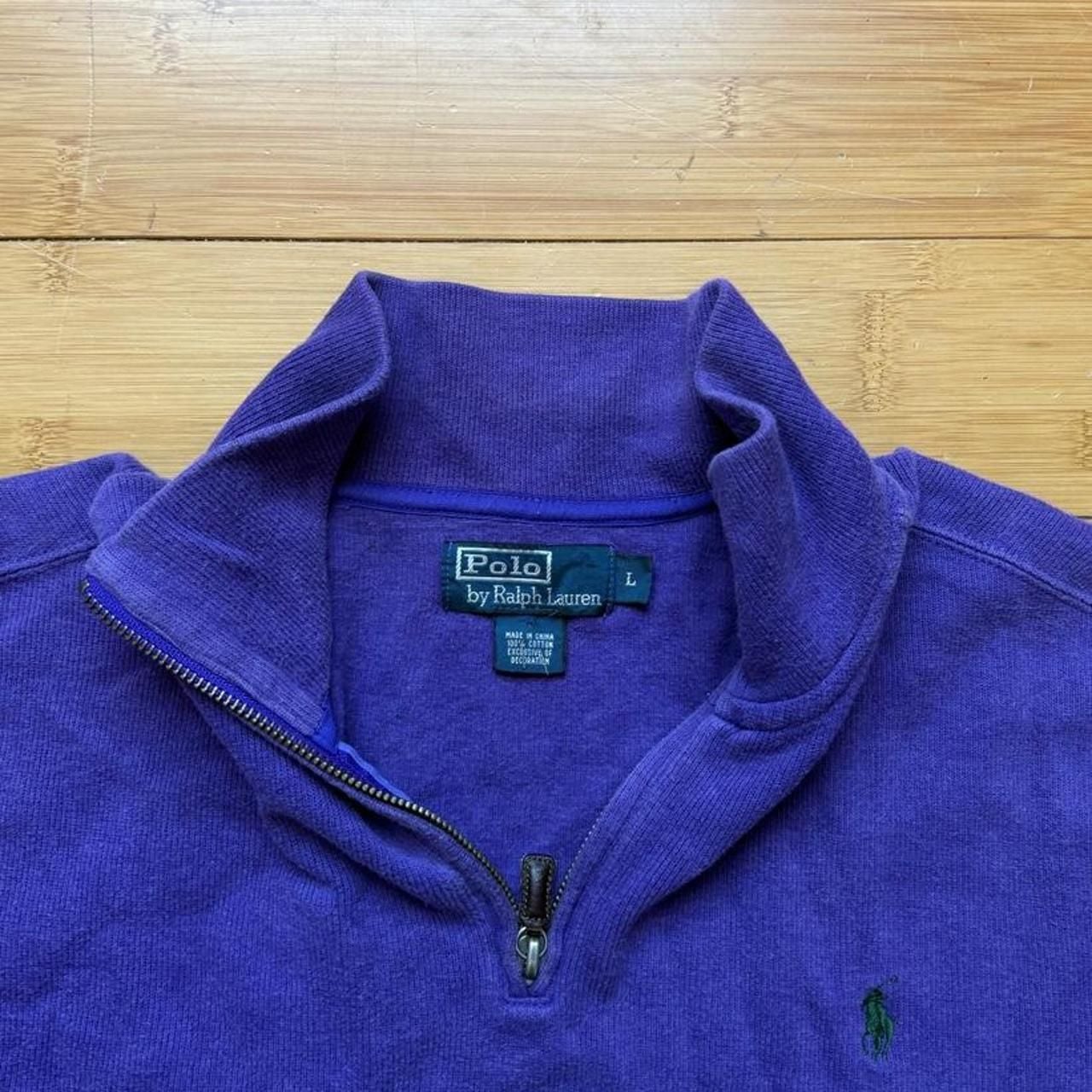 Polo Ralph Lauren Quarter Zip Sweater Size L Purple Cotton 4