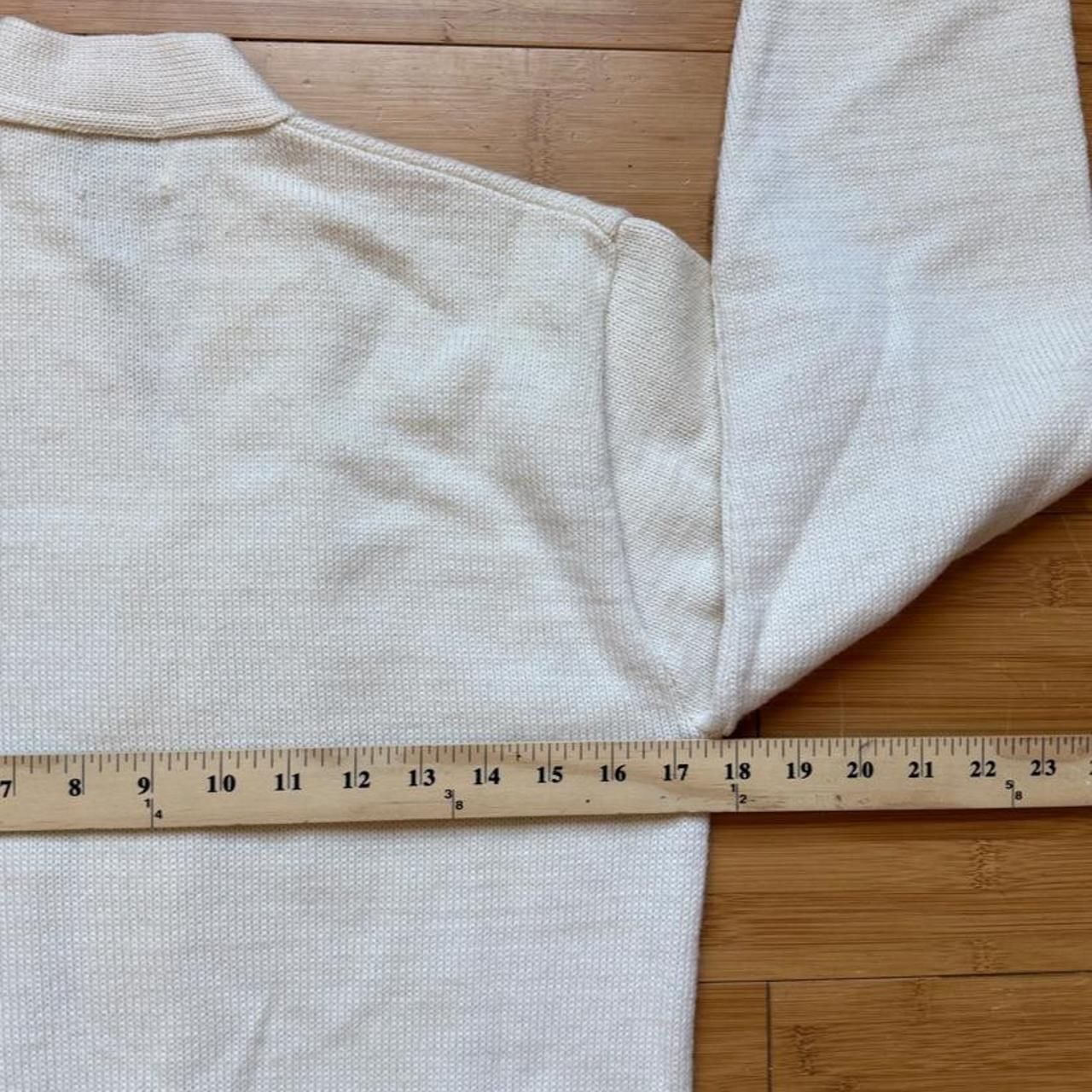 Vintage Virgin Wool Letterman Cardigan Sweater White Blue Size 76 8