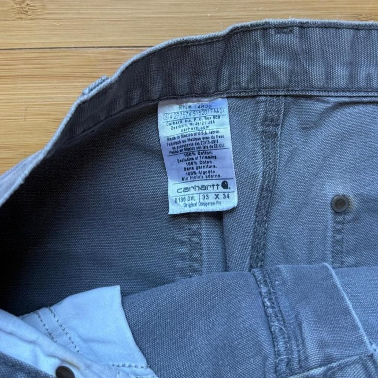Carhartt B136 GVL Original Dungeree Fit Size 33 X 34 Gray 4