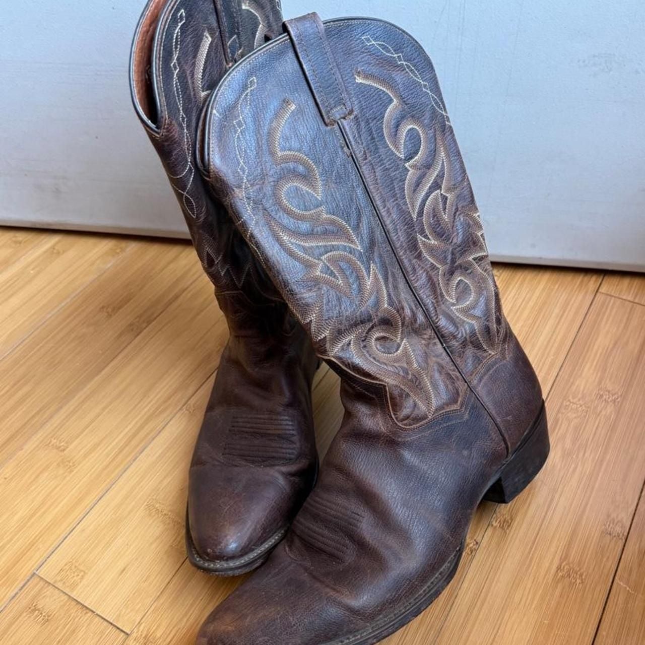 Dan Post Leather Cowboy Boots Brown Western 2