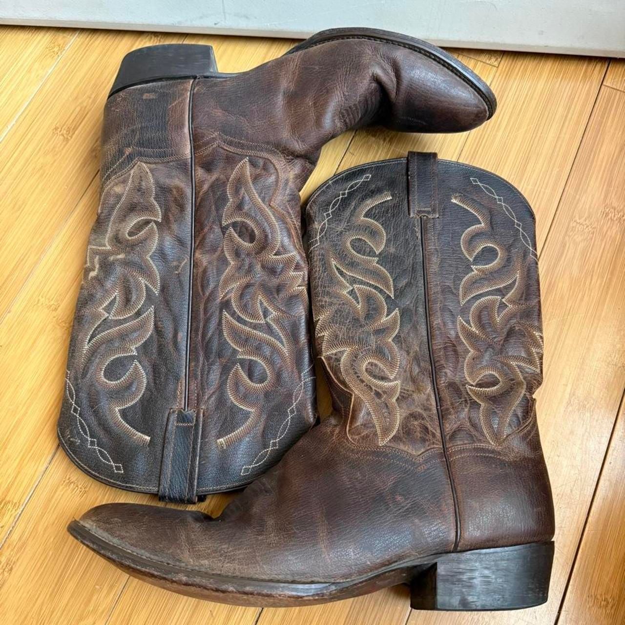 Dan Post Leather Cowboy Boots Brown Western 5