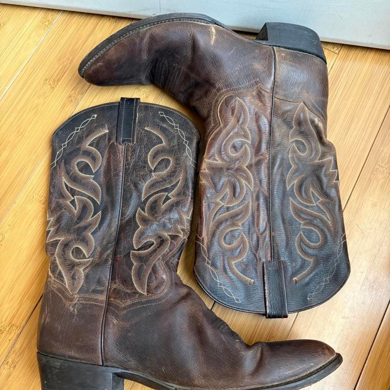 Dan Post Leather Cowboy Boots Brown Western 6