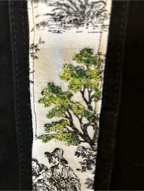 Joyful Rags Upcycled Women's Black Denim Jacket with Toile Trim Sz XXL 8