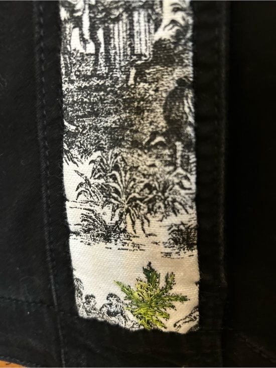 Joyful Rags Upcycled Women's Black Denim Jacket with Toile Trim Sz XXL 9