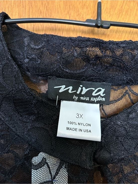 Vintage Nira Kaplan Sheer Black Lace Duster 4