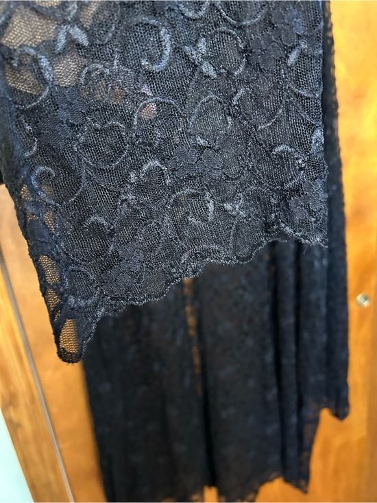 Vintage Nira Kaplan Sheer Black Lace Duster 5